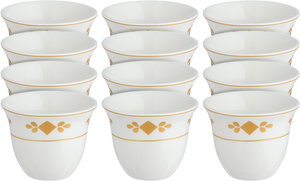 طقم فناجين قهوة سعودي بورسلان السيف غاليري، 12 قطعة، منقوش - أبيض ذهبي product image