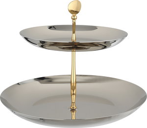 شيالة تقديم ستانلس استيل السيف غاليري، 33×24 سم، دائري، 2 دور، مسكة يد - فضي ذهبي product image 2