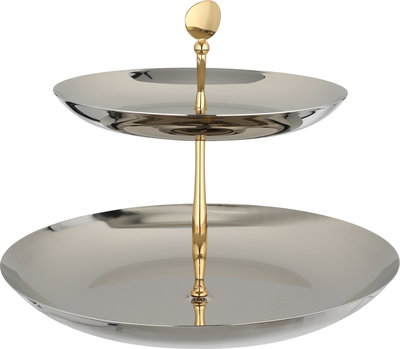 شيالة تقديم ستانلس استيل السيف غاليري، 33×24 سم، دائري، 2 دور، مسكة يد - فضي ذهبي product image 2