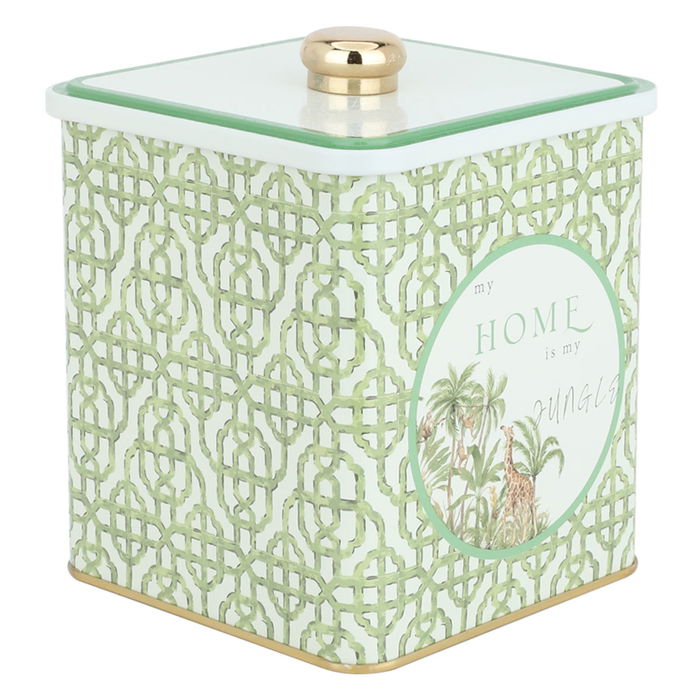 Al Saif Gallery Steel Storage Box, 120 x 120 x 137 mm, Giraffe Pattern - Green product image 1