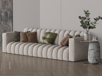 Modern Swedish wood sofa, 450x85x43 cm, velvet fabric - off-white product image 3