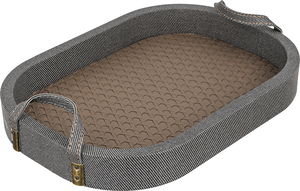 Al Saif Gallery Wooden Serving Tray, 40.5x30x4.5 cm, Oval, Two Handles - Black Brown product image 2