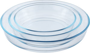 Mirolex Glass Oven Tray Set, 3 Pieces, Round - Clear product image 2