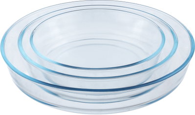 Mirolex Glass Oven Tray Set, 3 Pieces, Round - Clear product image 2
