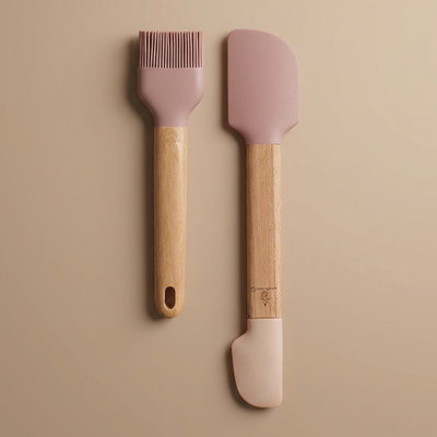 Al Saif Gallery Silicone Spatula And Brush Set - Wooden product image 1