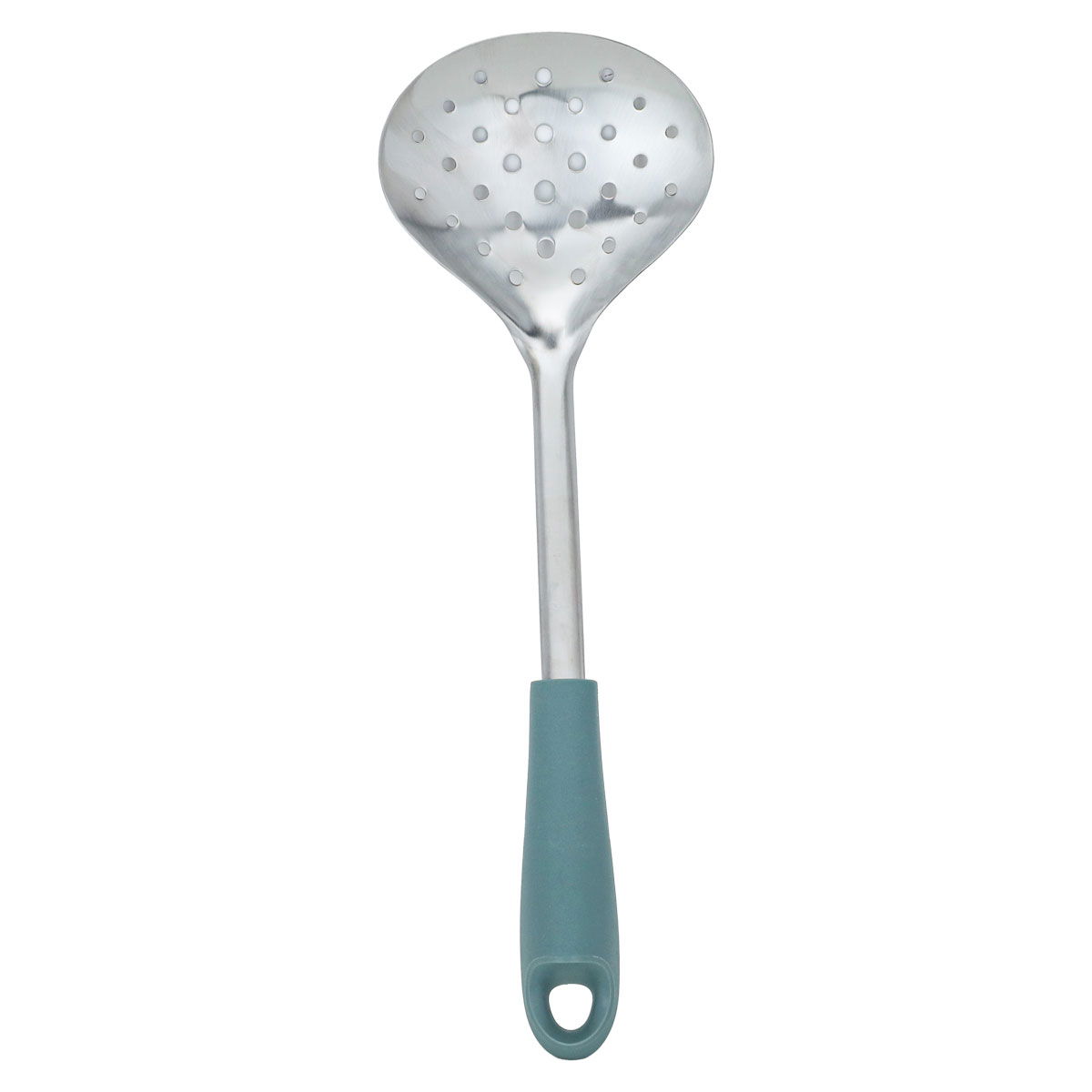 Al Saif Gallery Steel Strainer Ladle, 33X11 Cm, With Silicone Handle - Silver Green product image 1