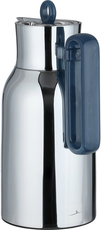 Al Saif Gallery Al Durra Thermos Set, 1/1 Liter, 2 Pieces, Glass Inner Container, Push Button, Blue Marble Handle - Silver product image 4