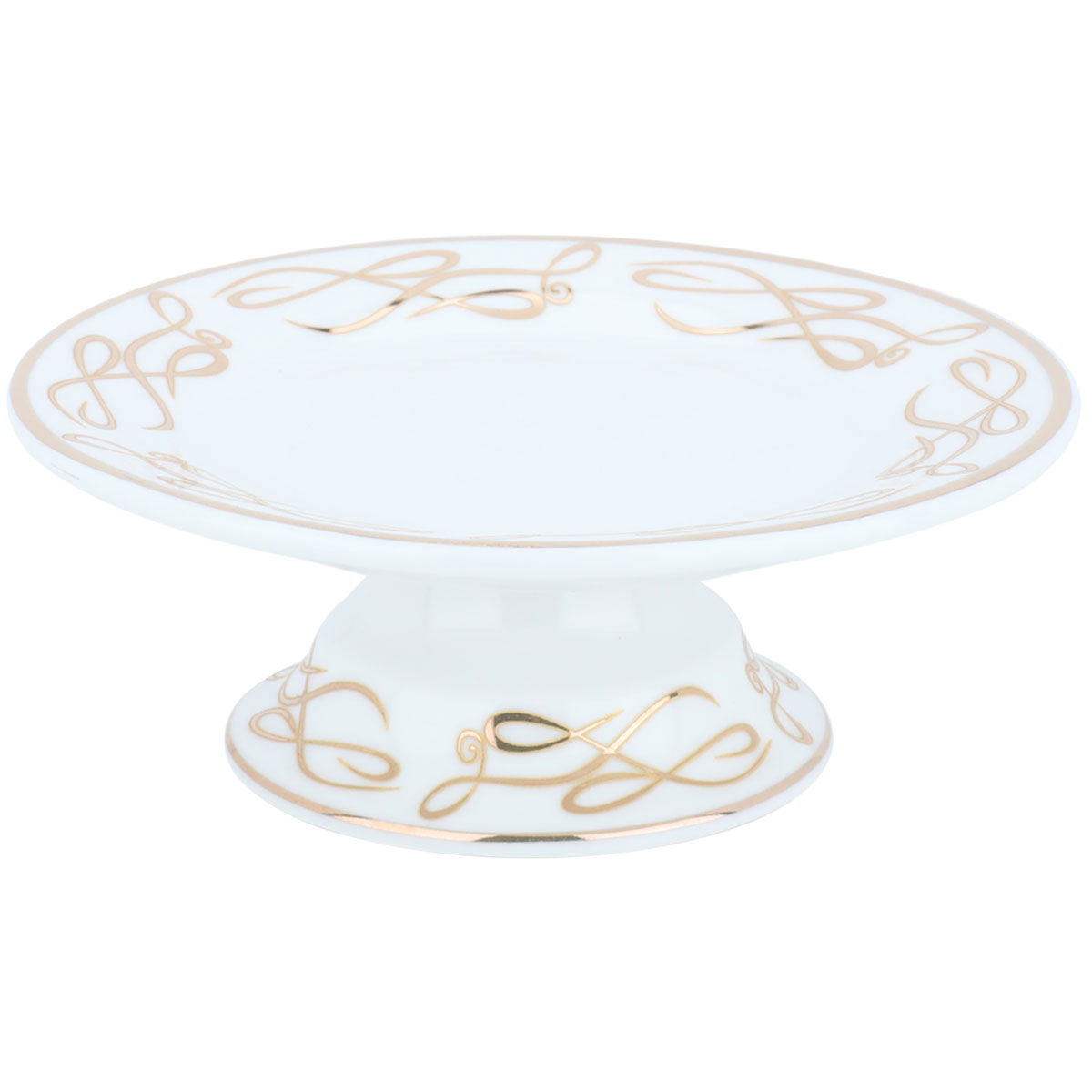 Al Saif Gallery porcelain dessert stand, 12 x 12 x 4 cm, circular, distinctive gold-white pattern product image