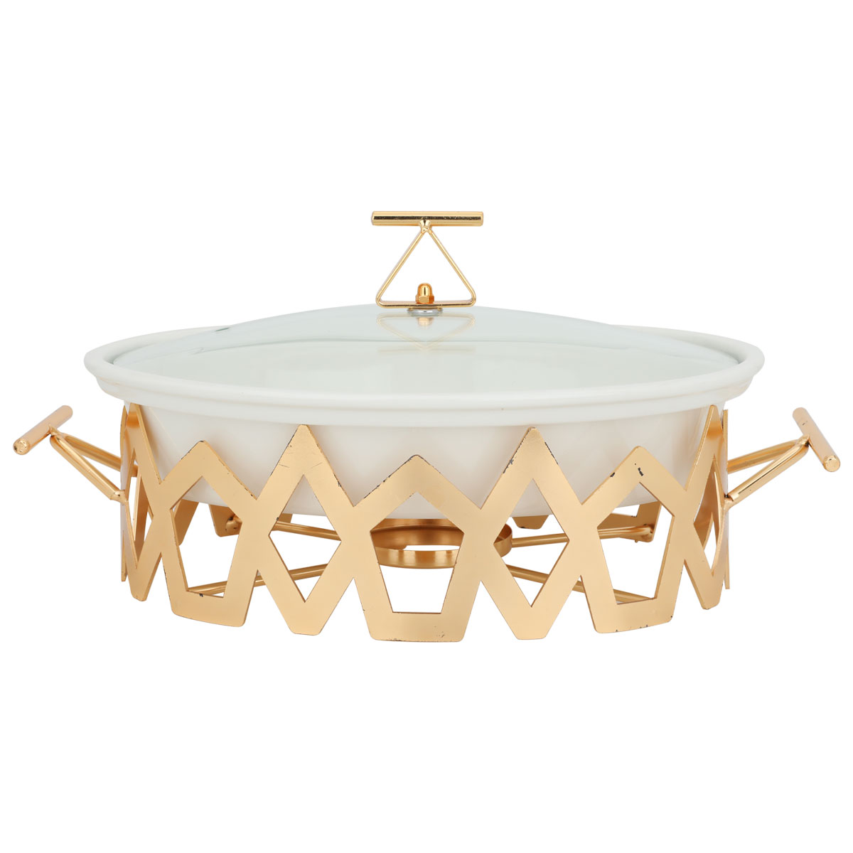 Al Saif Gallery porcelain food warmer, 12 inches, glass lid - white product image 2