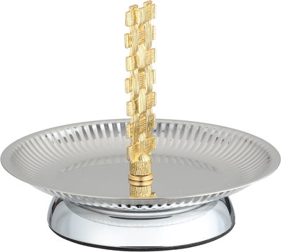 شيالة تقديم ستانلس استيل السيف غاليري، 20x20x17 سم، قاعدة، دائري، مسكة يد ذهبي - فضي product image 3