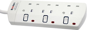 Koolen 301100001 electrical extension cord, 3 meters, 3 outlets - White product image