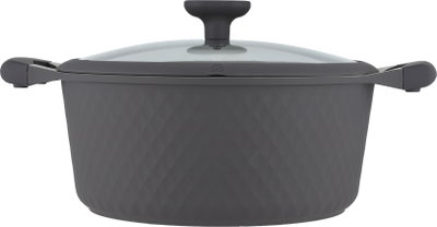 طقم قدور داي كاست الومنيوم روبوست، 9 قطع، غطاء زجاج، يد سيليكون - رمادي غامق product image 3