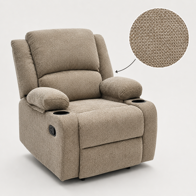 كرسي استرخاء قماش، 77x80x95 سم، بحامل اكواب، تخزين مخفي - بني بيج product image 2