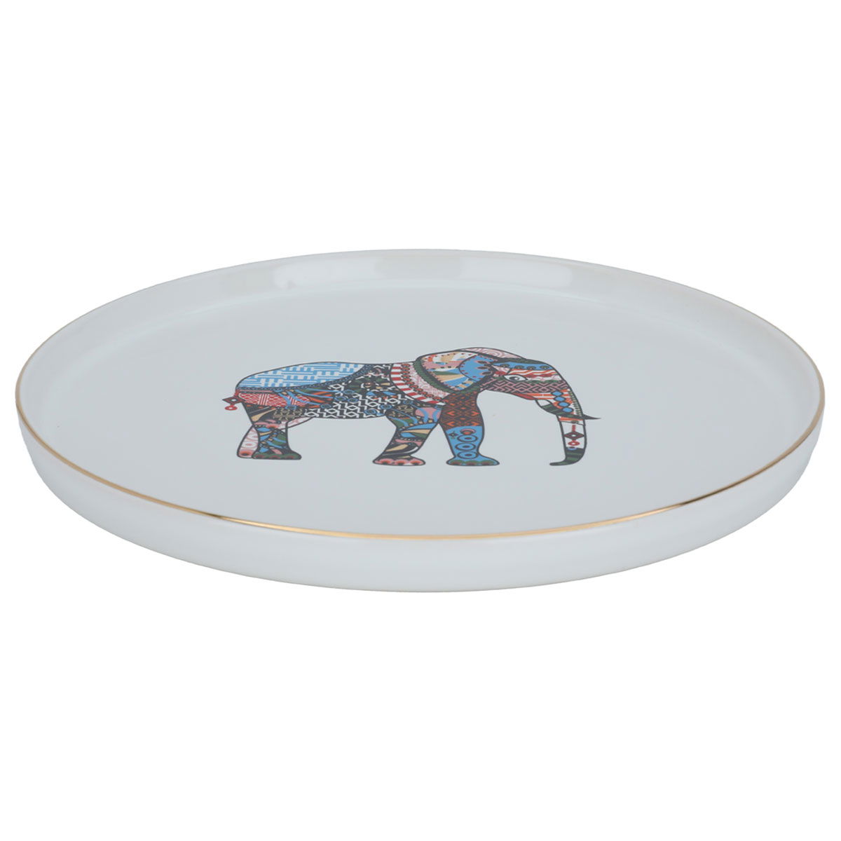 Al Saif Gallery porcelain serving plate, 20 cm, elephant pattern - white product image 2