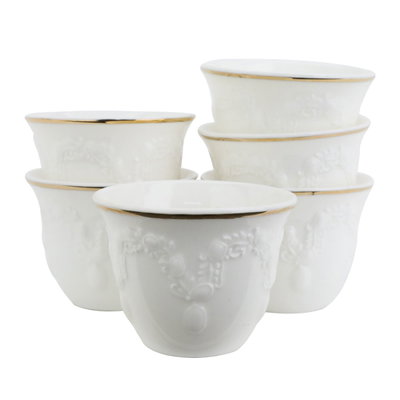 طقم فناجين قهوة عربي بورسلان السيف غاليري، 12 قطعة - ابيض ذهبي product image 2