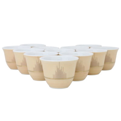 طقم فناجين قهوة عربي بورسلان السيف غاليري، 12 قطعة - بيج product image 1