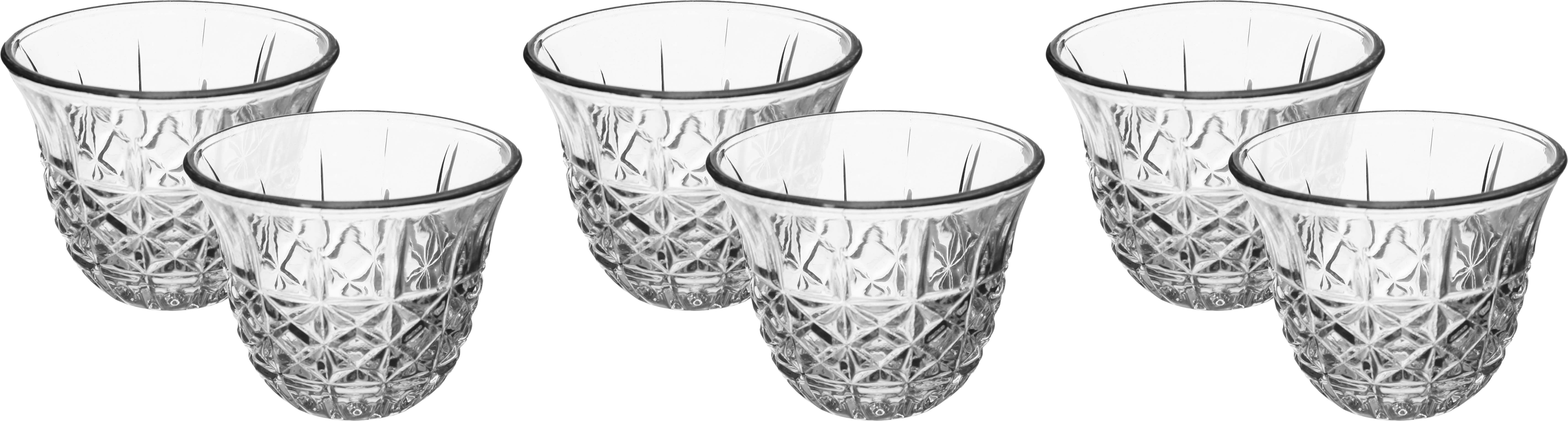 Al Saif Gallery Max Arabic coffee cups set, golden line, 6 pieces - transparent product image 1