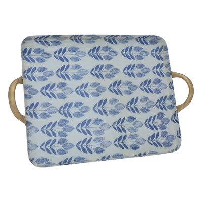 Al Saif Gallery Iron Serving Toferia, 39x32x2 cm, rectangle, blue-white pattern product image 2
