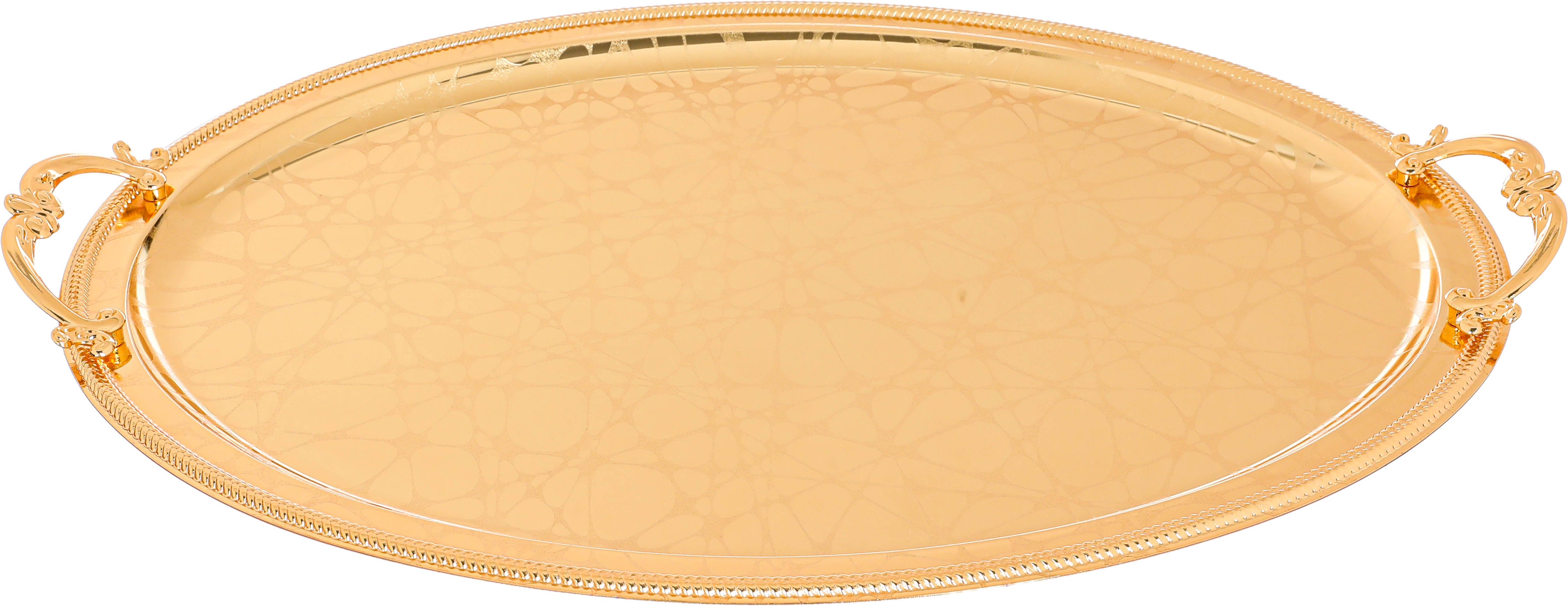 Steel tray set with Saif Gallery hand, 3 pieces, oval, engraved - gold product image 2
