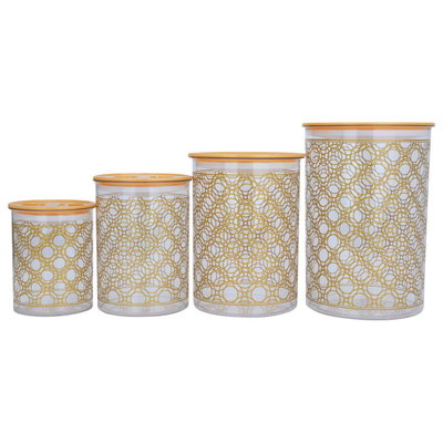طقم علب بلاستيك السيف غاليري، 4 قطع، منقوش ذهبي - شفاف product image 5