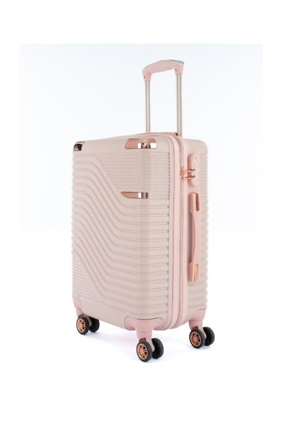 طقم شنط سفر ABS ليمرا، 5 مقاسات، 4 عجلات، زاويه 360 درجة، LMA-1475 - وردي product image 2