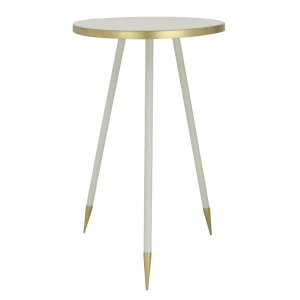 Al Saif Gallery steel table, 36x36x62 cm, round, golden edge, three legs - light beige product image