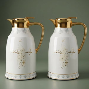 Al Saif GalleryTawoos thermos set, 1/1.3 liter, thermal glass inner container, steel outer shell - pearl product image