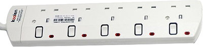 وصلة كهربائية كولن، 3250 واط، 5 مخارج، 5 متر، 301100006 - ابيض product image 1