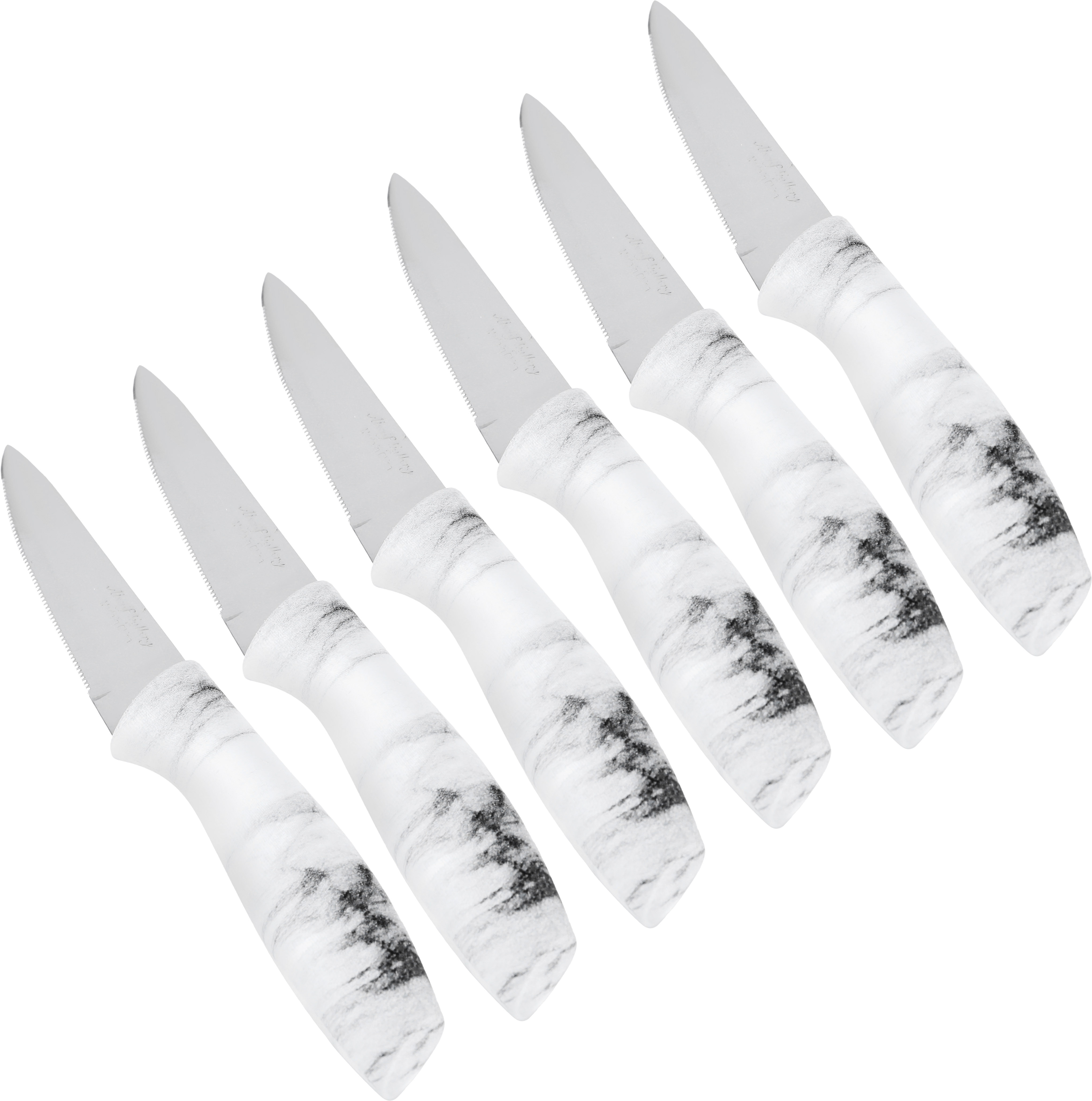 Al Saif Gallery steel serrated knife set, with marble handle, 6 pieces - white product image