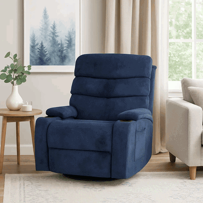 Fabric Swivel Reclining Chairs, 100×80×50 Cm - Blue product image 1