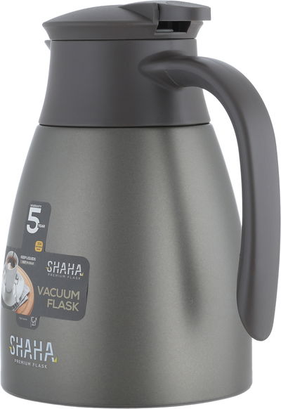 ترمس شاها، 1 لتر، خامة داخلية استيل، هيكل خارجي استيل، ضغاط - رمادي product image 2
