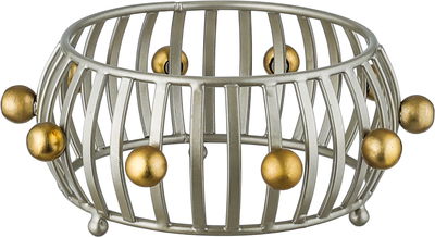 Al Saif Gallery Date tray with stainless steel lid, 17x17x15 cm, round, base - silver gold product image 3