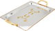 Solaf Steel Saif Plus Tray Set with Golden Handles, 3 Pieces, Rectangular - Silver product image 2