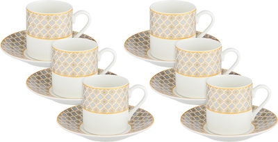 طقم فناجين قهوة تركي مع صحون بورسلان السيف غاليري، 12 قطعة، 80 مل - متعدد الالوان product image 1