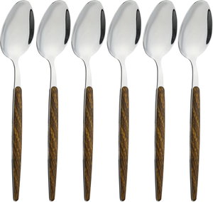 Al Saif Gallery steel spoons, wooden handle, 6 pieces - silver product image