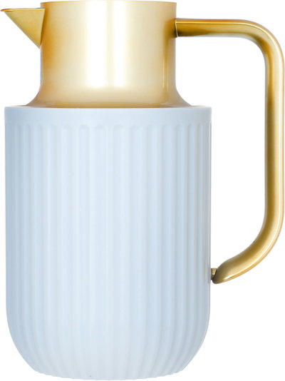Everest Laura Thermos, golden handle, 1 liter, thermal glass inner shell, plastic outer shell - light gray product image 2