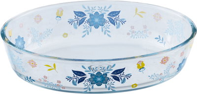 صينية فرن زجاج السيف غاليري، 1.6 لتر، نقش زهور، 26x18x6 سم - شفاف product image 2