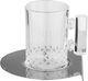 Al Saif Gallery Glass Cups and Tea Set, 18 Pieces, Stainless Steel Saucers, Square Pattern - Clear Silver product image 3