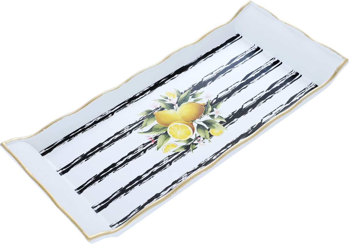 Al Saif Gallery porcelain serving tray, 29 cm, rectangle, lemon pattern - white product image 2