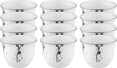 طقم فناجين عربي بورسلان السيف غاليري، 12 قطعة - ابيض رمادي product image 1