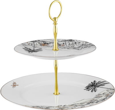 ستاند كيك بورسلان السيف غاليري، 2 دور، 27×2 سم - ابيض ذهبي product image 2