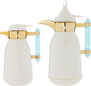 Al Saif Gallery Shahad thermos set, 1 litre/1 liter, thermal glass inner container, steel outer shell - pearl product image 2