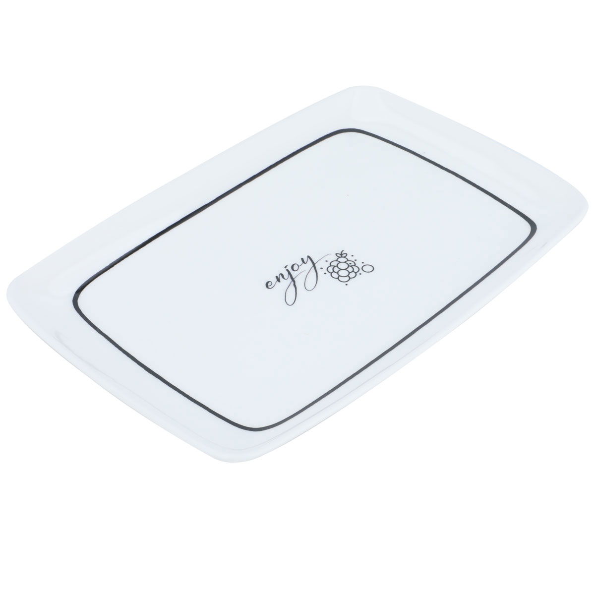 Al Saif Gallery plastic serving plate, 25 x 34 cm, black-white pattern product image
