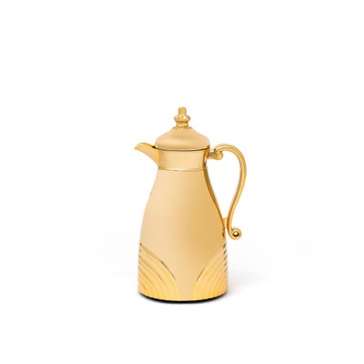 Al Saif Gallery Carmen thermos set, 1/0.7 liter, 2 pieces, thermal glass inner container, plastic outer shell - gold product image 2