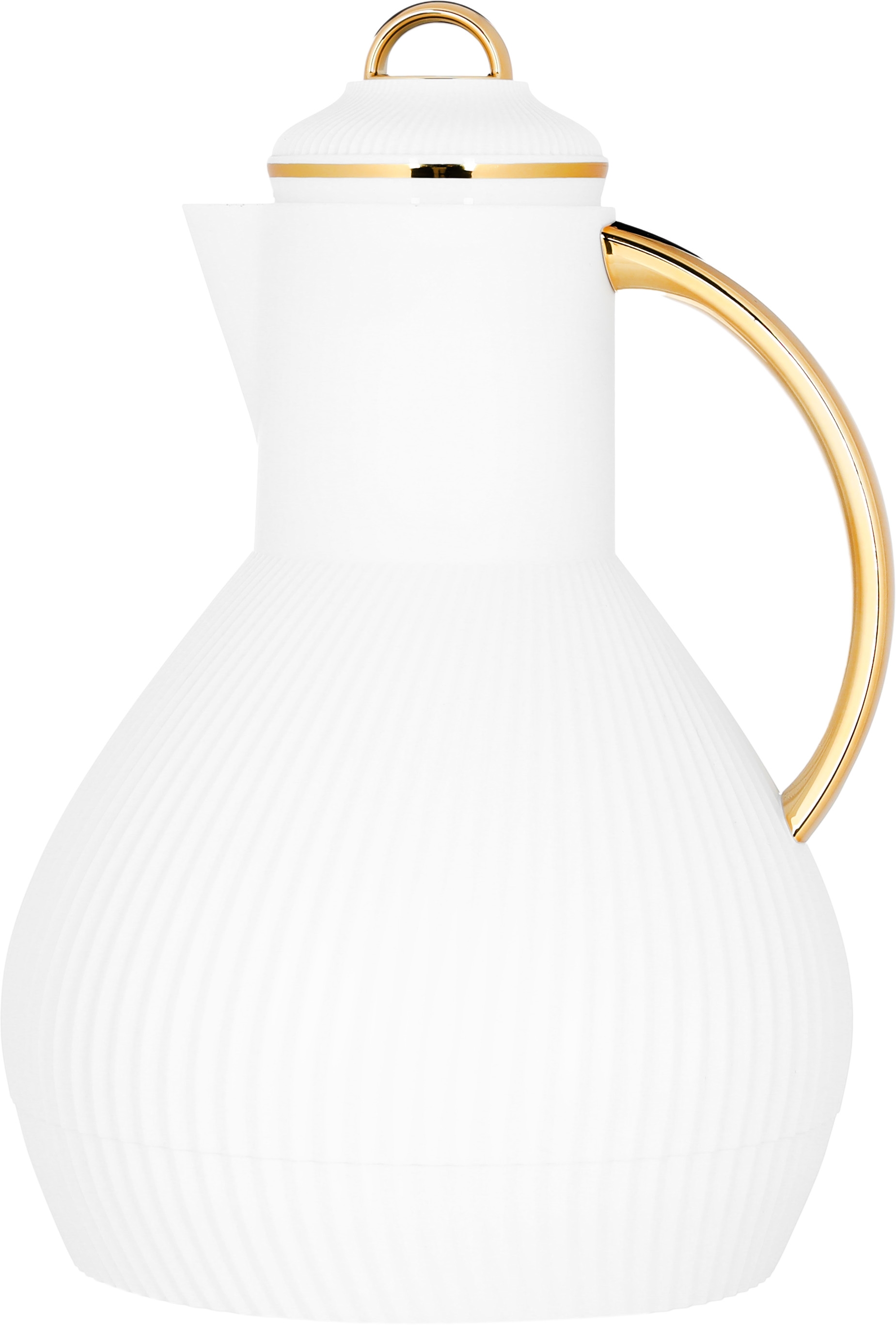 Al Saif Gallery Alia thermos, 1 liter, golden handle, thermal glass inner container, plastic outer shell - white product image 1