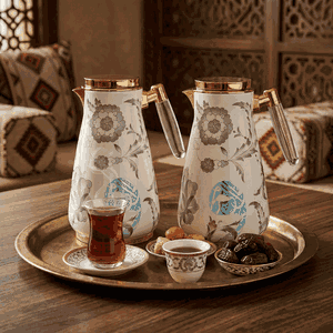 طقم ترامس ولاء السيف غاليري، 0.75 /1لتر، قطعتين، حافظة داخلية زجاج حراري، هيكل خارجي استيل - أبيض product image 2