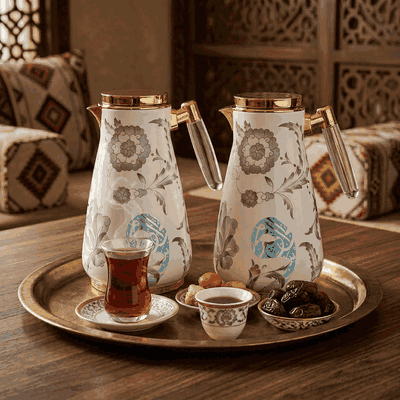 طقم ترامس ولاء السيف غاليري، 0.75 /1لتر، قطعتين، حافظة داخلية زجاج حراري، هيكل خارجي استيل - أبيض product image 2