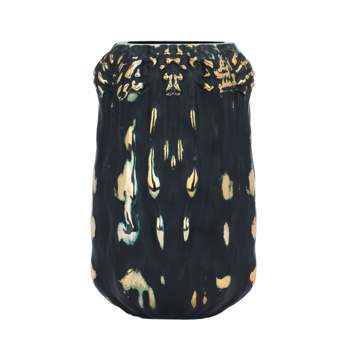 فازة زجاج رواد العائلة، 14 × 25 سم - أسود / ذهبي product image 3