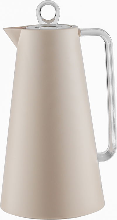 ترمس جلوري، 1 لتر، خامة داخلية زجاج، يد شفاف، غطاء ضغاط - بيج product image 1