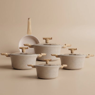 طقم قدور جرانيت نيوكلاين، 9 قطع - بيج product image 1